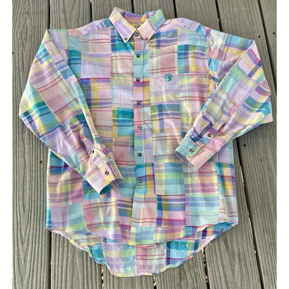Duck Head Madras Patchwork Button Down Shirt Mens… - image 2